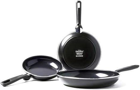 GreenPan Memphis Healthy Ceramic Nonstick 20, 24 and 28cm 3pc Frying Pan Set, Induction Safe, Black
