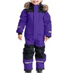 Kid's Baby One Piece Snowsuits Waterproof Colorful Ski Suits Jackets Winter Jumpsuits Snowboard Coats (130, Purple)