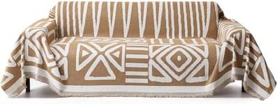 Sofa Covers for Sectional Sofa Set Boho Couch Cover Soft 2-3 Cushion Couch Cover,Throw Couch Cover with Tassel Loveseat Covers Futon Cover Washable Chenille Couch Protector(Beige,X-Large 71"x 118")