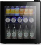 Antarctic Star Mini Fridge Cooler - 70 Can Beverage Refrigerator Black Glass Door for Beer Soda or Wine –Small Drink Dispenser Machine Clear Front Removable for Home, Office or Bar, 1.6cu.ft.…