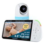 Babysense Full HD Split-Screen Baby Monitor with 1 PTZ Camera, Two-Way Talk, 6-Color Night Light, 5000mAh Battery, Long Range, 4x Zoom, and Crystal-Clear Audio