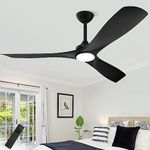 Depuley 52" Remote Ceiling Fan with Lights, Low Profile Modern Ceiling Fans, Noiseless Reversible DC Motor for Bedroom/Living Room/Study/Gazebo Lighting, Timing, 3 Light Color Changeable-Matte Black