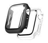 yunus aras 2-Pack Apple Watch Screen Protector, apple watch case, apple watch cover, 41 mm for Series 9 (2023) Series 8/7, Ultra Thin Shockproof Protective Cover (black+transparent)