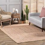 nuLOOM Hand Braided Otelia Denim and Jute Area Rug, 4' x 6', Beige