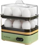 Evoloop Rapid Egg Cooker Electric 12 Eggs Capacity, Soft, Medium, Hard Boiled, Poached, Omelet Maker Egg Poacher & Vegetable Steamer, BPA Free Tray（Green）