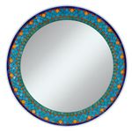 Guten Machten 24'' Mosaic Wall Turquiose Mirror Round Decor Colorful Bathroom Living Hallway MIR009