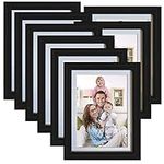 Giftgarden Photo Frames 7x5 Set of 8, 6x8 Matted to Display 5 by 7 Photo with Mat or 6 by 8 Without Mat for Wall or Tabletop, Black