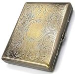 Cigarette Case Victorian Retro Style Metal Holder for Regular, King and 100's Size RFID Etched Large, Antique Brass