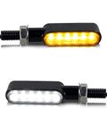 NTHREEAUTO Motorcycle LED Turn Signals Switchback Front Mini Blinkers Indicators Universal Compatible with Harley Honda Yamaha Suzuki Kawasaki Motorbike Scooter Quad Cruiser Off Road Touring - 2Pcs