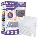 Vacuum Storage Bags 8 Pack (Medium,28"x20"),Space Saver 80% Vacuum Storage Bags,Storage Bags Vacuum Sealed of Clothes, Pillows,Comforters,Blankets Storage,Hand Pump Included