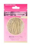 Brushworks Blonde Bobby Pins 50-Pack - Sleek Hair Pins for Secure Hold, Hair Grips with Resealable Pack for Thick, Thin, Long, Short Hair, Hair Clips for Updos, Weddings, Sectioning, Everyday Styling
