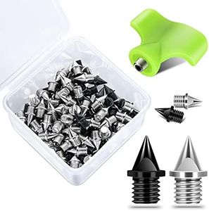 Nuolifee 1/4 Inch Track Spikes, 100 Pieces Steel Shoe Spikes Replacements and Spike Wrench for Sports Running Track Shoes