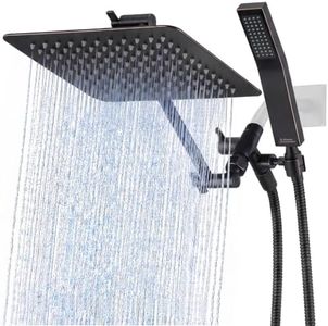 G-Promise All Metal 10 Inch Dual Square Shower Head with Handheld Combo, Rain Shower Head, Adjustable Extension Arm, 3-Way Diverter, 71 Inch Extra Long Hose - A Bathroom Upgrade(Oil Rubbed Bronze)