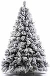 BAKAJI Gran Sasso Snowy Christmas Tree Super Thick Green Pine Base Metal Cross Folding Very Branches with Snow Easy Assembly with Branches to Fit (240 cm)