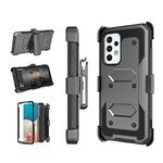 Njjex Rugged Case For Samsung Galaxy A53 5G, For Galaxy A53 5G Case, [Nbeck] Heavy Duty Built-in Screen Protector Locking Swivel Holster Belt Clip Kickstand Hard Shell Cover for Samsung A53 5G [Black]