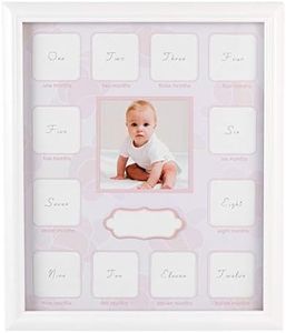 VOSAREA Baby First Year Picture Frame 12 Months Baby Keepsake Frame Growth Record Photo Frame for Baby Shower New Mom and Nursery Decor (Pink)