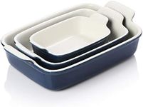 SWEEJAR Porcelain Bakeware Set for Cooking, Ceramic Rectangular baking dish Lasagna Pans for Casserole Dish, Cake Dinner, Kitchen, Banquet and Daily Use, 9.8 x 13 inch (Navy)