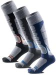 WEIERYA Merino Wool Ski Socks 3 Pairs Pack for Skiing, Snowboarding, Outdoor Sports Performance Sockss Black Grey Blue L 3 Pairs