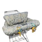 Shopping Cart Cover for Baby boy Girl, Multi-in-1 Cart Covers for Babies, Soft Padded Infant High Chair Cover, Machine Washable, Grocery cart seat Cushion Cover Grey Leaves