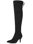 Allegra K Women's Stiletto Heels Thigh High Over the Knee High Boots Black 8 UK/Label Size 10 US