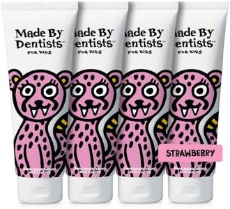 Made by Dentists Kids Fluoride Toothpaste 4-Pack - Anticavity Strawberry Children's Toothpaste, SLS-Free, Enamel Safe, Natural Flavors, Vegan & Cruelty-Free, Toddler & Kids Ages 2+, Cheetah