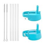 IRON °FLASK Carabiner Straw Lid for Wide Mouth Hydro Insulated Sports Modern Water Bottles, Simple BPA Free, 2 Lids, 4 Straws, 2 Cleaning Brushes [Aquamarine]