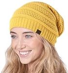 Tough Headwear Slouchy Beanie Hats for Women, Oversized Mens Beanie Hat, Knitted Beanie, Running Gear for Men,Womens Fall Hat Mustard