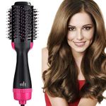 DINOSTRIT Hot Air Brush,Hair Dryer Brush,One Step Hair Dryer & Volumizer,Styler For Straightening,Salon Negative Ion Ceramic Electric Blow Dryer Rotating Straightener Curl Brush (One Step)-Black