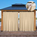 BTTO Waterproof Outdoor Curtains 100"X96" Extra Wide,Anti-UV,Windproof,Blackout Thermal Insulated Curtain,Perfect for Pergolas,Porches,Patios