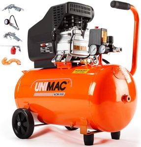 Unimac Portable Electric Air Compressor, 50L 3HP Direct Drive, Includes 5pc Air Tool Kit