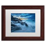 Trademark Fine Art Blue Hour for a Blue Ocean by Mathieu Rivrin Wood Frame, 11 by 14", White Matte