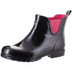 Jileon Ankle Height Wellies for Women - Wide Foot EEE Fit - Ideal for Wide Calves and Feet - Black Gloss 9