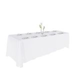 Urby Polyester Rectangular Table Cloth for 8+ Foot Table That Seats 8-10 Person. Nappe de Table rectangulaire. Ideal for Banquet, Wedding and Events (White, 90'' x 156'').