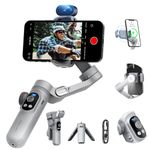 Gimbal Stabilizer for Smartphone AI Tracking(No App), 3-axis Gimbal with OLED Display/Built-in Light, Stabilizer for iPhone&Android, AOCHUAN X Pro Grey AI Version