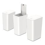 NetDot 3 Pack 2.6 Gallon / 10L Bathroom Trash Can with Lid,Kitchen Garbage Can Small Trash Bin Waste Basket for Bathroom,Kitchen,Bedroom,Living Room,Office - Off White