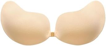 Lizzy 1pc Push Up Bra for Women Breathable & Skin Friendly Sticky Invisible Adhesive Strapless & Backless Bra Party Underwire Padded Comfort Everyday Bra (UK, Cup & Band, C, Standard, Beige)