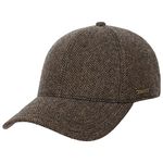 Stetson Plano Wool Cap Men - Baseball Cap with Leather-Bottomed Visor - Men's Cap Herringbone Design - Fullcap with Cotton Lining - Fall/Winter Basecap - Winter Cap Brown L (58-59 cm)