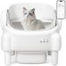 Self Cleaning Litter Box,Open Top Automatic Litter Box with App Control for Multiple Cats, Safety Sensors Protection, Odor Control Includes 2 roll Liners,Large Waste Bin, Cream White