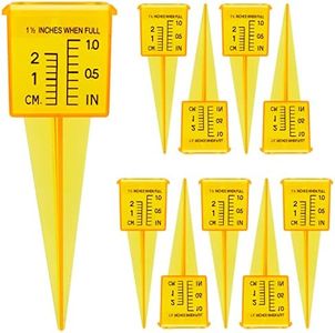 Anglekai 10PCS Rain Gauges, 1.5" Sprinkler Gauge for Lawn Water Gauge with Wide Mouth Sprinkler Rain Gauge, Transparent Outdoor Water Measuring Tool for Accurate Lawn Garden Water Gauge (10, Yellow)