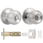 Probrico Satin Nickel Door Knobs, Privacy Door Knobs, Stainless Steel Round Lock Set, Privacy Keyless Interior Door Knobs for Bedroom(No Keys)