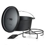 Big BBQ Dutch-Oven Galloway 9.0 cast iron | fully fired 12er cast iron cooking pot | 8.0 litre fire pot with lid lifter, lid stand or pot stand | roaster without feet