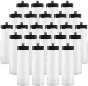 50 Strong Bulk Water Bottles | 24 Pack Sports Bottle 22 oz. BPA-Free Easy Open with Pull Top Cap Made in USA Reusable Plastic for Adults & Kids Rack Dishwasher Safe