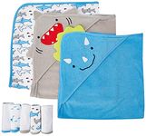 Simple Joys by Carter's Baby Boys' 8-Piece Towel and Washcloth Set Winter Accessory, Shark, One Size