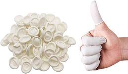 Quupy 300Pcs Small Rubber Finger Cots Latex Fingertips Nail Art Tool Rubber Finger Cots Latex Fingertips Disposable Finger Cover For Women Men Kids Food Safe (White)
