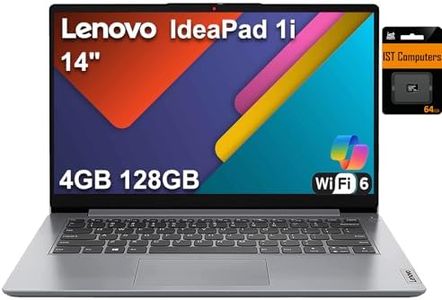 Lenovo Ideapad 1i 14” Laptop (4GB RAM,128GB Storage(64GB eMMC + 64GB SD Card), Intel Dual-Core) for Business, Student, Home, Webcam, Anti-Glare, Wi-Fi 6, Type-C, Win 11 Home in S Mode
