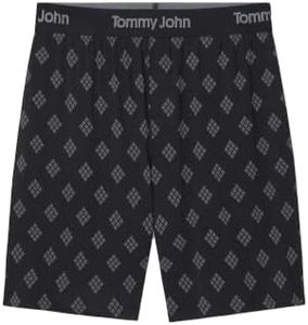 Tommy John Men's Second Skin Sleep Short, Single, Black Rhombuses, Medium