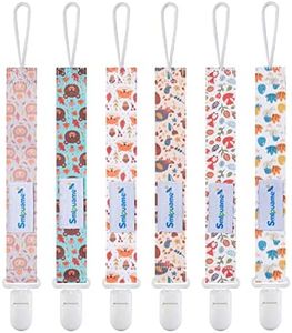 Smlpuame Pacifier Clip for Baby Boys Girl,6 Pack Stylish Binky Clips Strap,Paci Holder with Clips Universal Lightweight Fits Most Pacifiers Teeher toy Teething Ring Soothie,Baby Gifts(Animal)