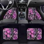 Poceacles Camouflage 4 Piece Front & Rear Rubber Floor Mats Forest Hunting Pink Camo Car Accessories Heavy Duty Rubber Floor Mats for Car SUV Van & Truck All Weather Protectio