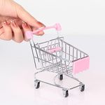 Mini Shopping Cart， Supermarket Handcart Mini Shopping Cart Mini Supermarket Storage Toy Decorative Ornaments for Storage Toys (Pink)