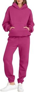 ANRABESS Womens 2 Piece Outfits Lounge Hoodie Oversized Sweatshirt Jogger Sweatpants Y2K Tracksuit Sweatsuit Set Fall Clothes Hot Pink X-Small